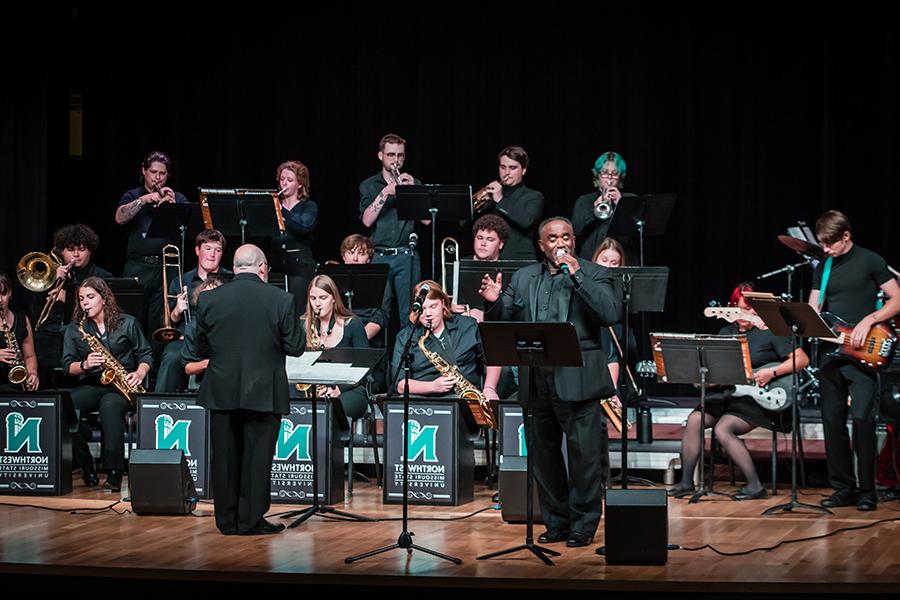The Northwest Jazz Ensemble, pictured during a concert last fall, will perform Feb. 12 and Feb. 16 in the Charles Johnson Theater. (Photo by Chandu Ravi Krishna/Northwest Missouri State University)